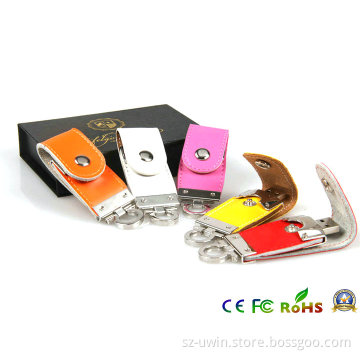 Custom Logo Leather USB Memory Flash Disks for Business Gifts